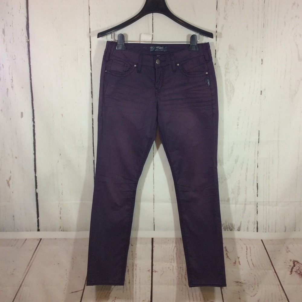 2/$30 Silver Aiko Skinny Jeans Women's 29 Eggplant Purple Denim Mid Rise NWT